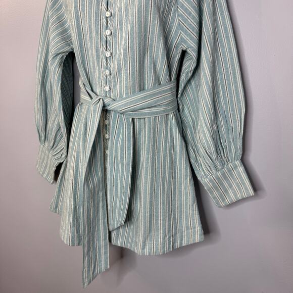 Spell Rodeo Blouse Dress Blue Striped Relax Minimalist Beach Vacation S - Picture 5 of 16